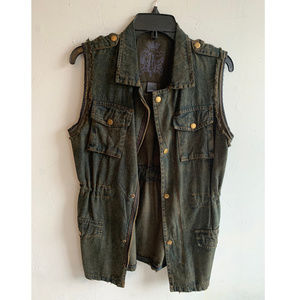 JAK grunge linen vest black dark grey Pockets
